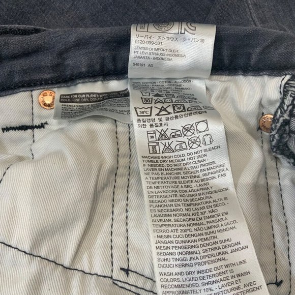 LEVI’S Mens Jeans Sz 40x30 Straight Leg 501 XX Button Fly Black Wash Red Tab - Picture 5 of 10